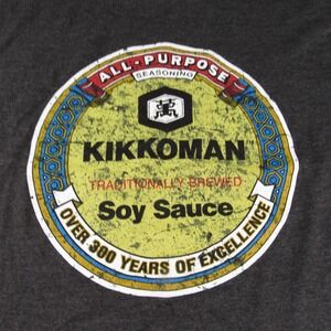 Kikkoman T-Shirt‎ Mens Extra Large Gray Soy Sauce Label Novelty Graphic Tee
